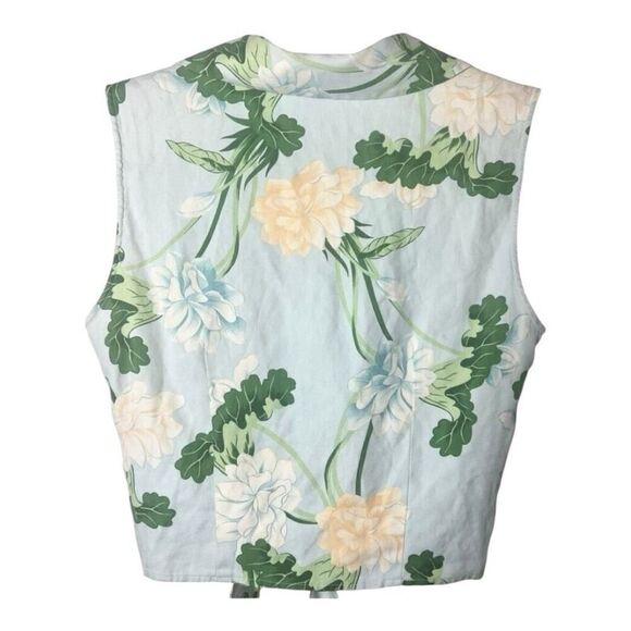 Tommy Bahama Silk Tropical Hawaiian Tie Front Sleeveless Crop Top Blouse Sz 10 - Picture 5 of 5